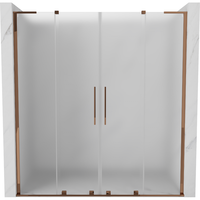 Mexen Velar L Duo Schiebetür Dusche 170 cm, Milchglas, Roségold - 871-170-003-32-60