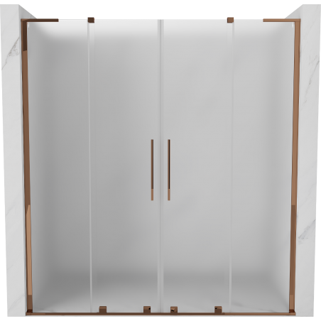 Mexen Velar L Duo Schiebetür Dusche 170 cm, Milchglas, Roségold - 871-170-003-32-60