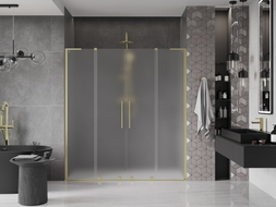 Mexen Velar L Duo drzwi prysznicowe rozsuwane 200 cm, szron, złote szczotkowane - 871-200-003-32-55