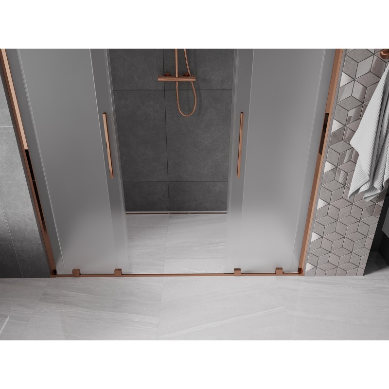 Mexen Velar L Duo drzwi prysznicowe rozsuwane 170 cm, szron, różowe złoto - 871-170-003-32-60