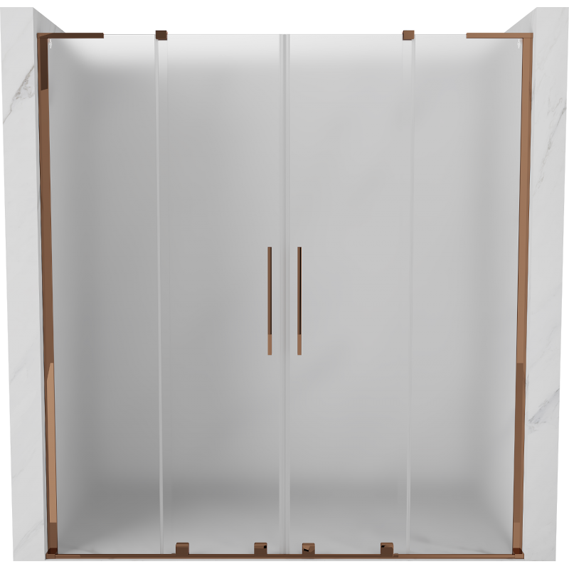 Mexen Velar L Duo porta doccia scorrevole 200 cm, ghiaccio, oro rosa - 871-200-003-32-60
