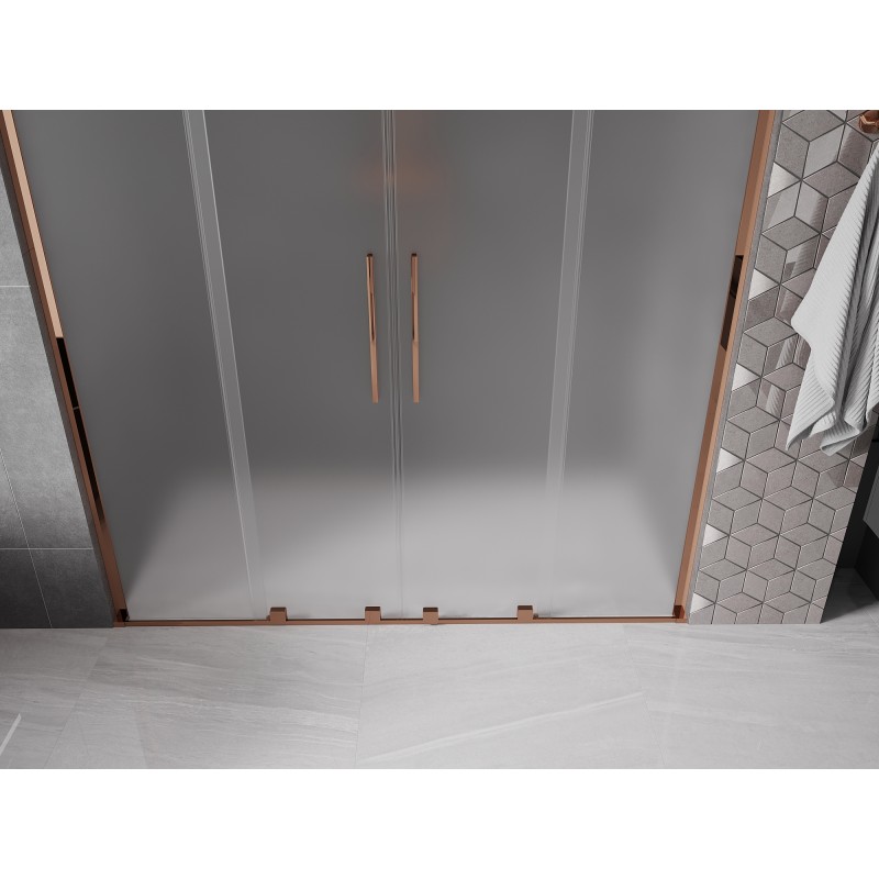 Mexen Velar L Duo drzwi prysznicowe rozsuwane 200 cm, szron, różowe złoto - 871-200-003-32-60