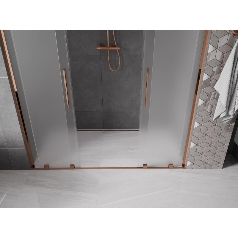 Mexen Velar L Duo drzwi prysznicowe rozsuwane 200 cm, szron, różowe złoto - 871-200-003-32-60