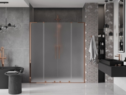 Mexen Velar L Duo drzwi prysznicowe rozsuwane 200 cm, szron, różowe złoto - 871-200-003-32-60