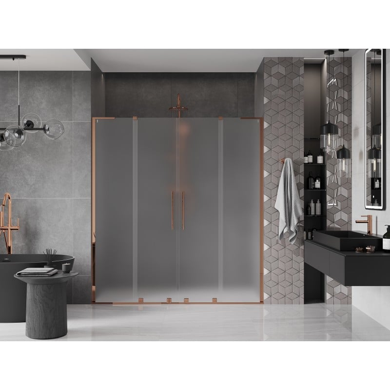 Mexen Velar L Duo drzwi prysznicowe rozsuwane 180 cm, szron, różowe złoto - 871-180-003-32-60
