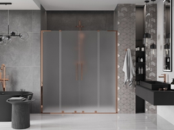 Mexen Velar L Duo drzwi prysznicowe rozsuwane 180 cm, szron, różowe złoto - 871-180-003-32-60
