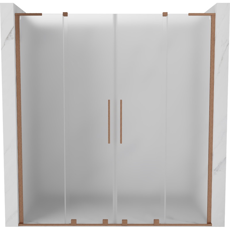 Mexen Velar L Duo klizna vrata za tuš 200 cm, mat, brušeni bakar - 871-200-003-32-65