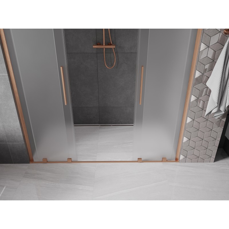 Mexen Velar L Duo drzwi prysznicowe rozsuwane 170 cm, szron, miedź szczotkowana - 871-170-003-32-65