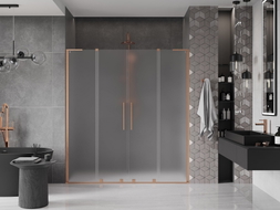 Mexen Velar L Duo drzwi prysznicowe rozsuwane 170 cm, szron, miedź szczotkowana - 871-170-003-32-65