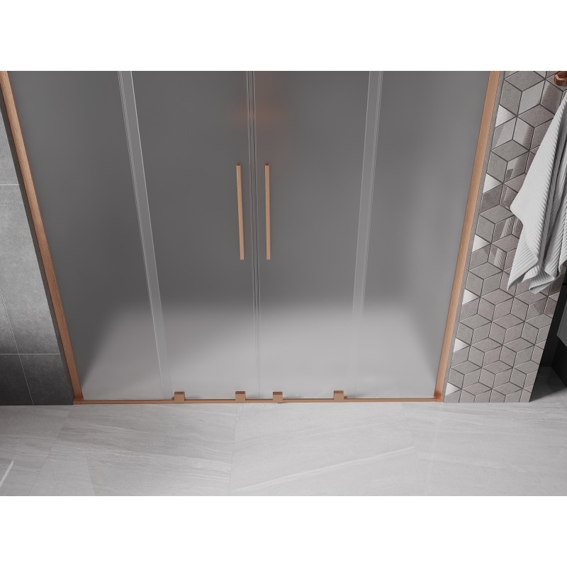 Mexen Velar L Duo drzwi prysznicowe rozsuwane 180 cm, szron, miedź szczotkowana - 871-180-003-32-65