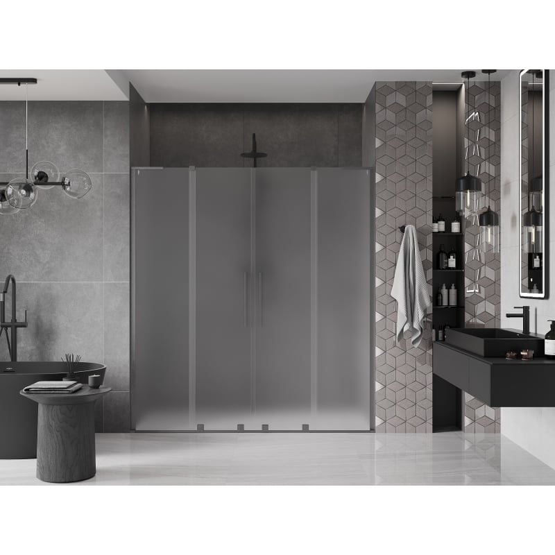 Mexen Velar L Duo bīdāmās dušas durvis 170 cm, matētas, tumši pelēks otiņots - 871-170-003-32-66