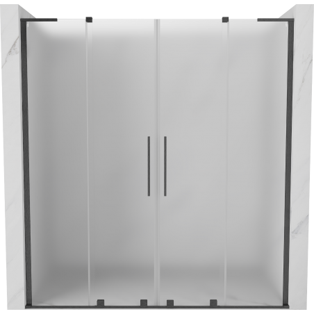 Mexen Velar L Duo sliding shower door 200 cm, frost, brushed gun gray - 871-200-003-32-66