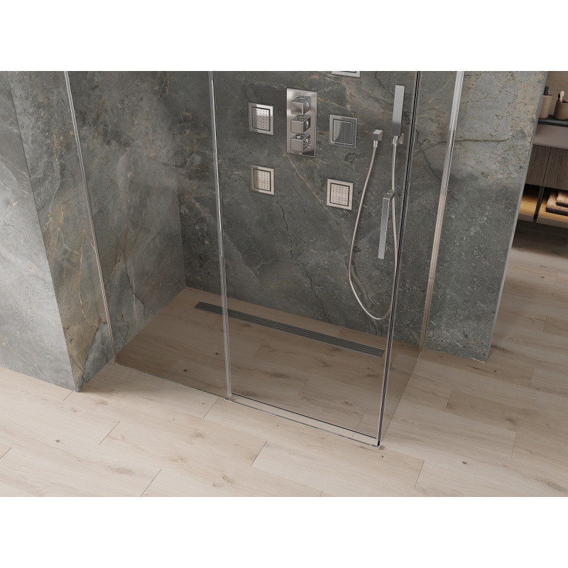 Mexen Omega klizna za tuš s kliznim vratima 160 x 90 cm, prozirna, krom - 825-160-090-01-00