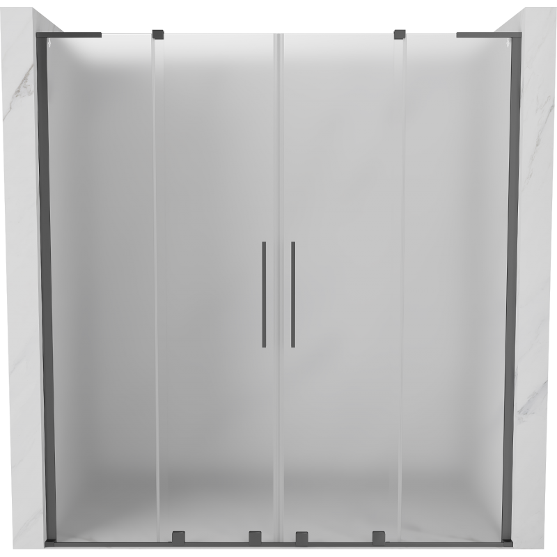 Mexen Velar L Duo drzwi prysznicowe rozsuwane 170 cm, szron, gun metal - 871-170-003-32-95