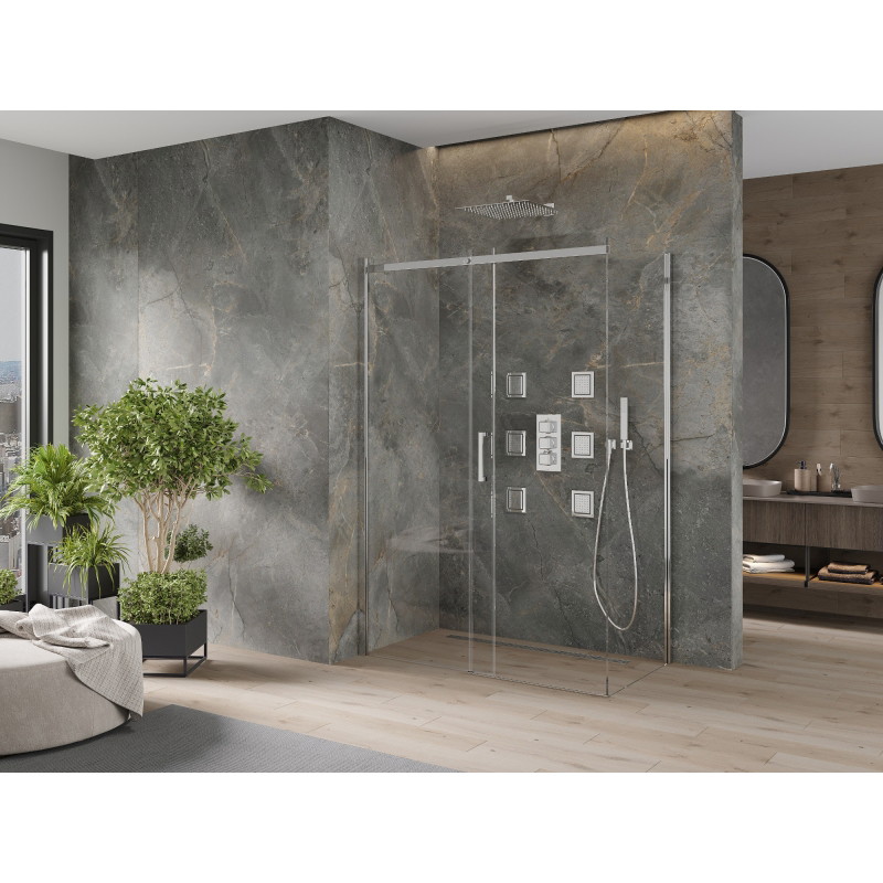 Mexen Omega klizna za tuš s kliznim vratima 160 x 90 cm, prozirna, krom - 825-160-090-01-00
