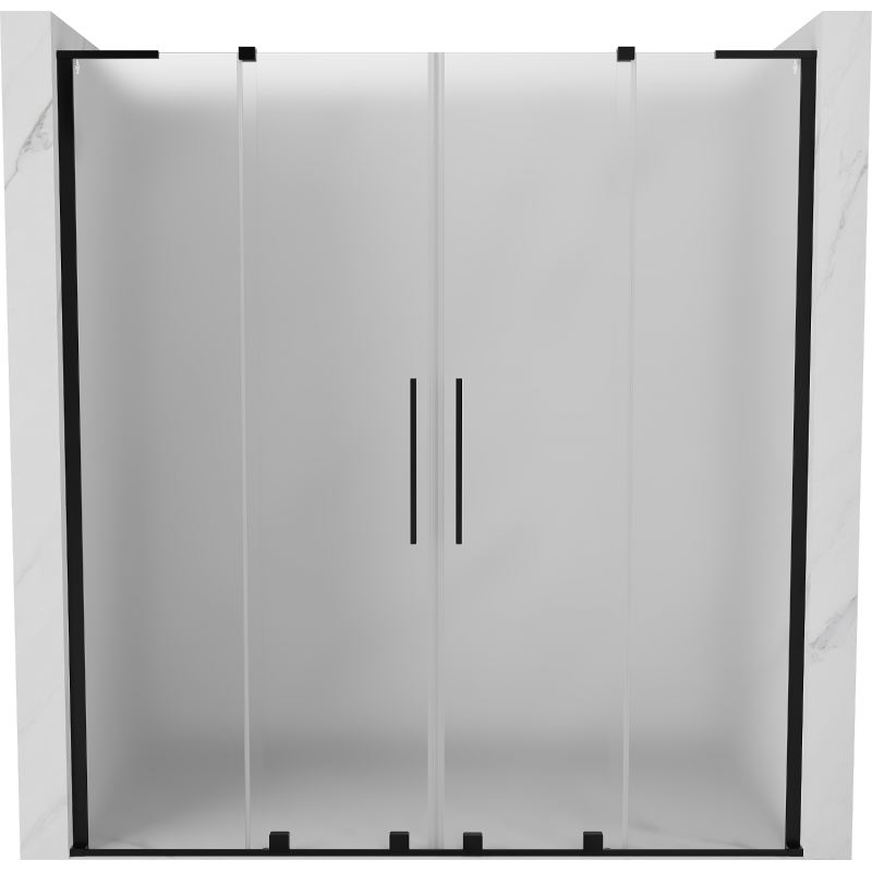 Mexen Velar L Duo drzwi prysznicowe rozsuwane 200 cm, szron, czarne - 871-200-003-32-70
