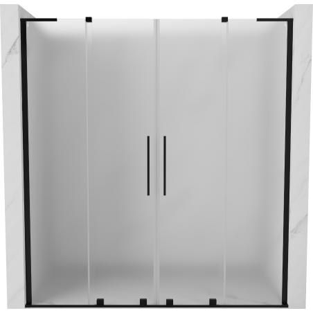 Mexen Velar L Duo drzwi prysznicowe rozsuwane 200 cm, szron, czarne - 871-200-003-32-70