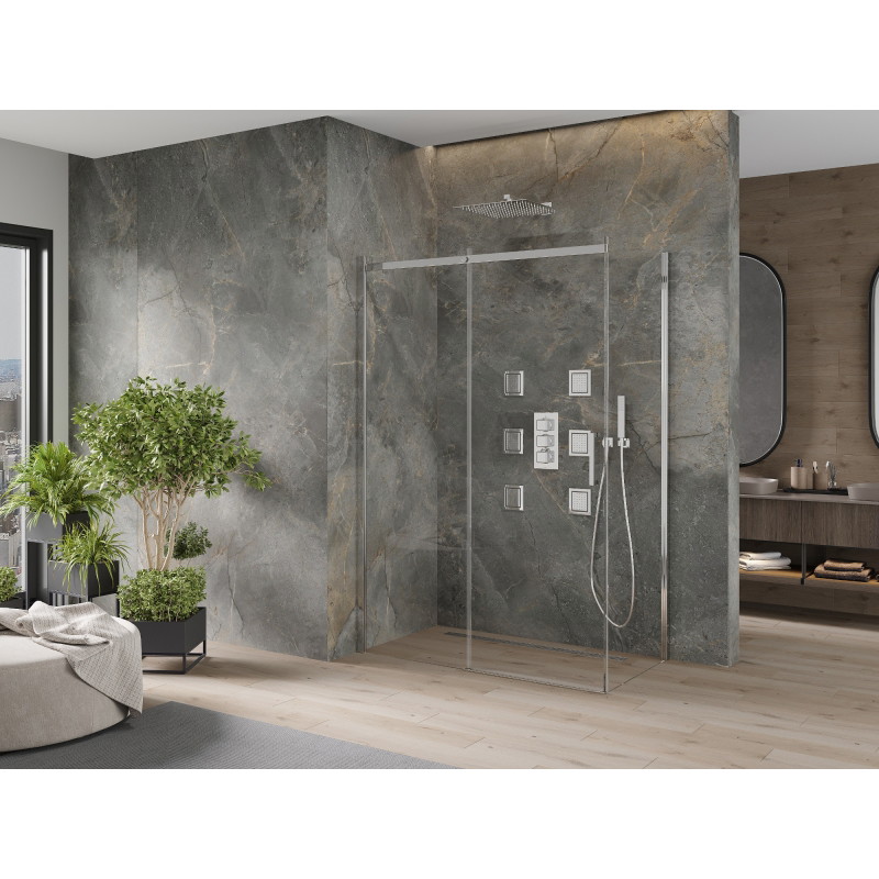 Mexen Omega klizna za tuš s kliznim vratima 160 x 90 cm, prozirna, krom - 825-160-090-01-00