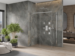 Mexen Omega klizna za tuš s kliznim vratima 160 x 90 cm, prozirna, krom - 825-160-090-01-00