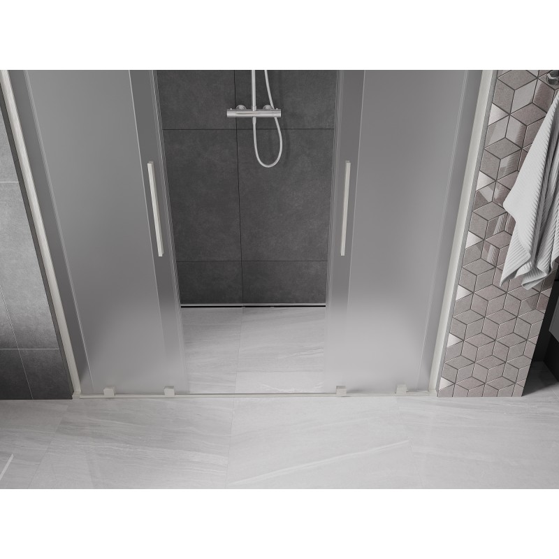 Mexen Velar L Duo drzwi prysznicowe rozsuwane 200 cm, szron, nikiel szczotkowany - 871-200-003-32-97