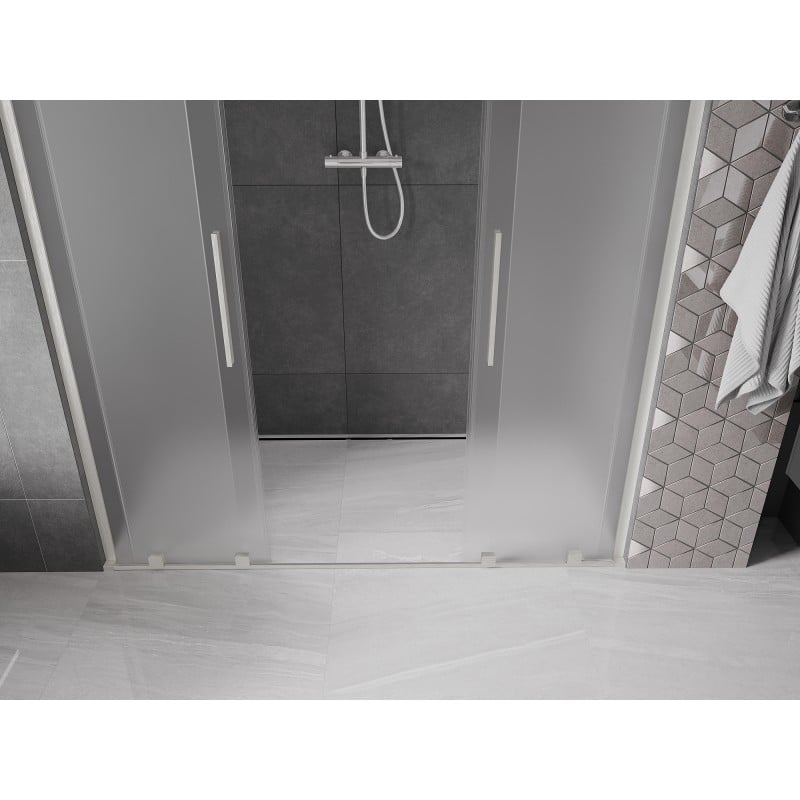 Mexen Velar L Duo portes de douche coulissantes 180 cm, givre, nickel brossé - 871-180-003-32-97