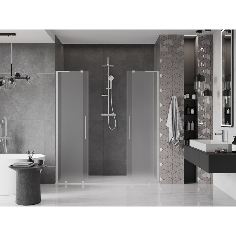 Mexen Velar L Duo sliding shower door 170 cm, frost, brushed nickel - 871-170-003-32-97