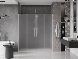 Mexen Velar L Duo drzwi prysznicowe rozsuwane 200 cm, szron, nikiel szczotkowany - 871-200-003-32-97
