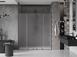 Mexen Velar L Duo drzwi prysznicowe rozsuwane 200 cm, szron, gun metal - 871-200-003-32-95