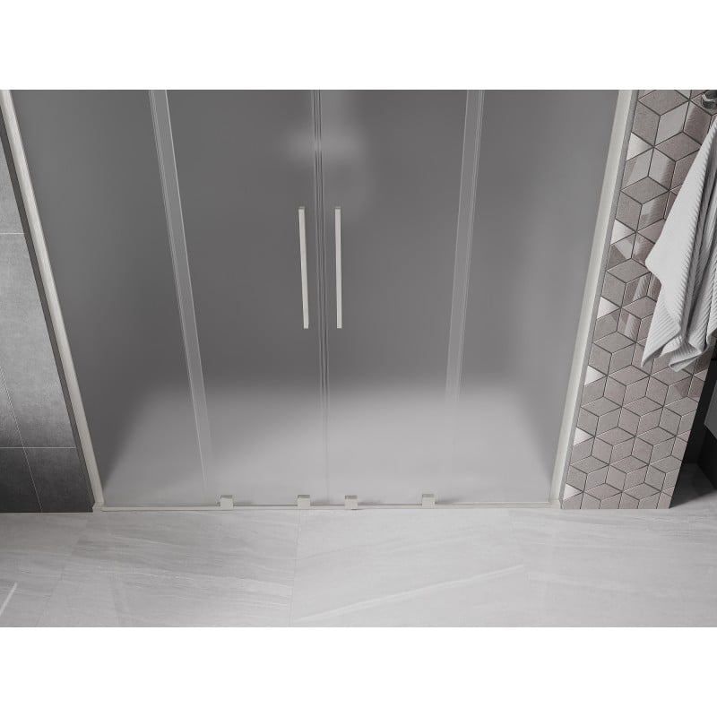 Mexen Velar L Duo drzwi prysznicowe rozsuwane 180 cm, szron, nikiel szczotkowany - 871-180-003-32-97