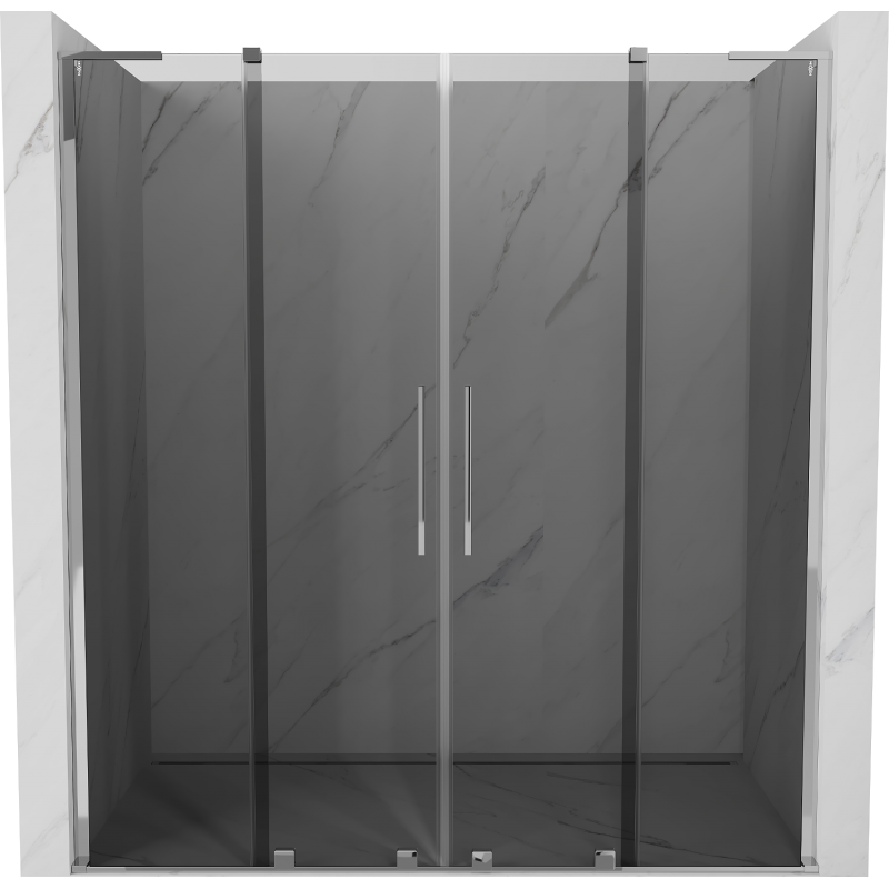 Mexen Velar L Duo sliding shower door 180 cm, graphite, chrome - 871-180-003-42-01