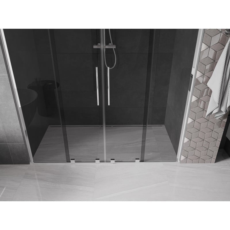 Mexen Velar L Duo sliding shower door 180 cm, graphite, chrome - 871-180-003-42-01