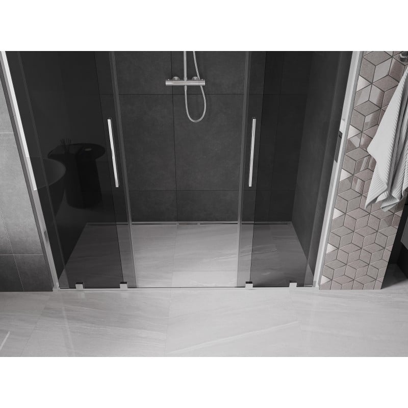 Mexen Velar L Duo drzwi prysznicowe rozsuwane 200 cm, grafit, chrom - 871-200-003-42-01