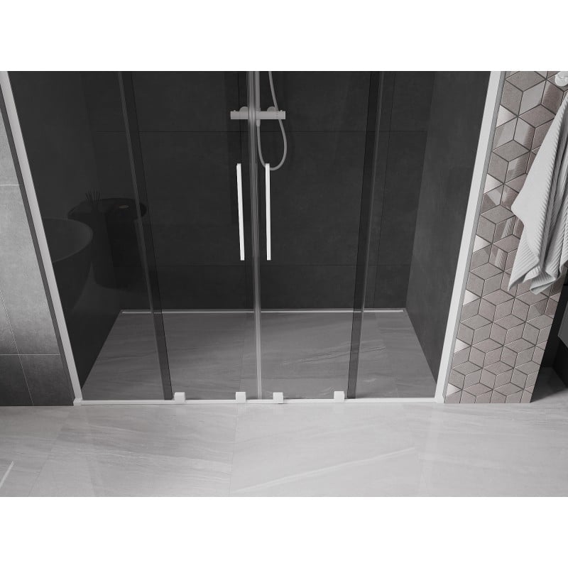 Mexen Velar L Duo drzwi prysznicowe rozsuwane 180 cm, grafit, białe - 871-180-003-42-20