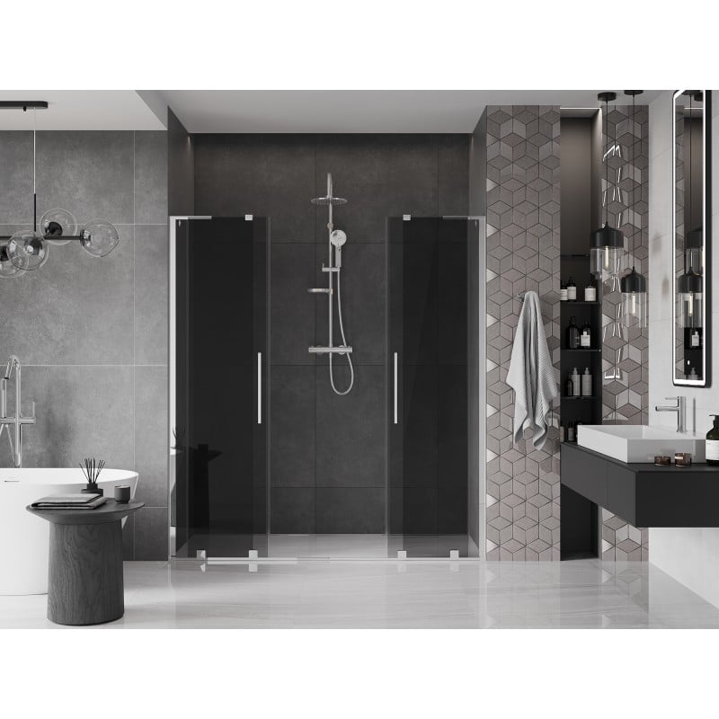 Mexen Velar L Duo sliding shower door 180 cm, graphite, chrome - 871-180-003-42-01