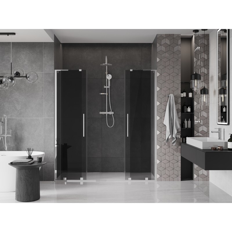 Mexen Velar L Duo drzwi prysznicowe rozsuwane 200 cm, grafit, chrom - 871-200-003-42-01