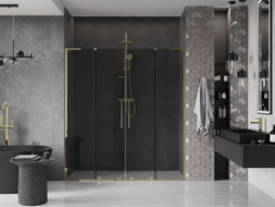 Mexen Velar L Duo klizna vrata za tuš 200 cm, grafit, zlatno - 871-200-003-42-50