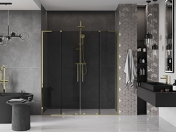 Mexen Velar L Duo drzwi prysznicowe rozsuwane 170 cm, grafit, złote - 871-170-003-42-50