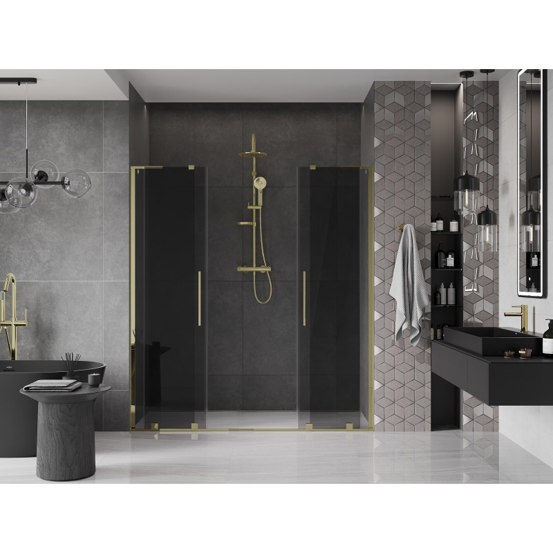 Mexen Velar L Duo lükand dušiuksed 200 cm, grafiit, kuldne - 871-200-003-42-50