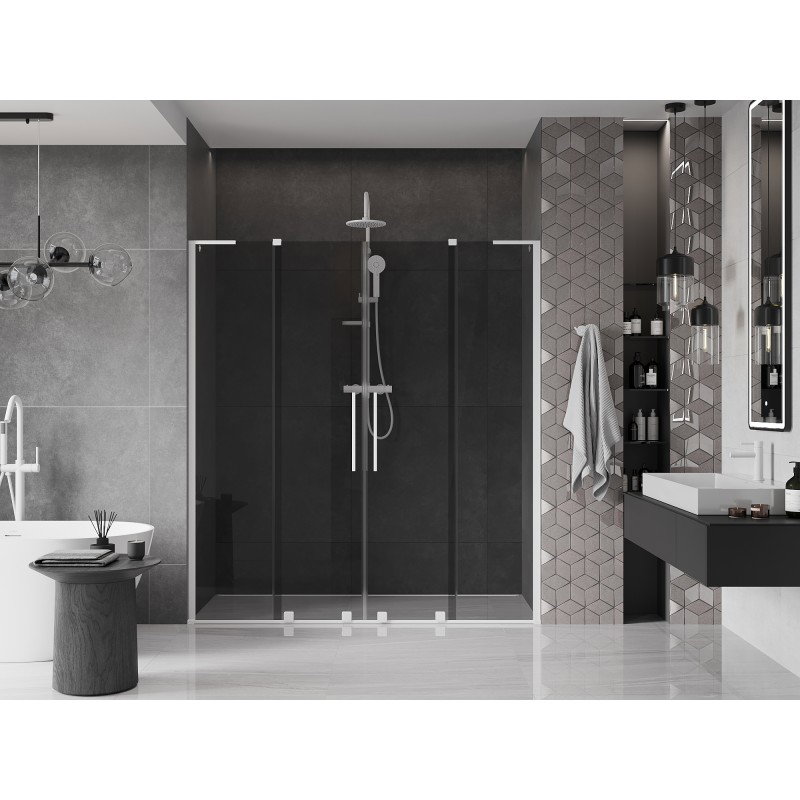 Mexen Velar L Duo sliding shower doors 200 cm, graphite, white - 871-200-003-42-20