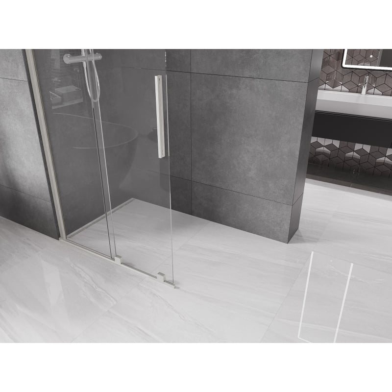Mexen Velar liuglev dušisein Walk-in 75 x 200 cm, läbipaistev 8 mm, harjatud nikkel - 871-075-000-03-97