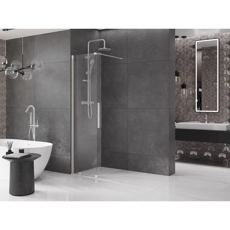 Mexen Velar liuglev dušisein Walk-in 80 x 200 cm, läbipaistev 8 mm, harjatud nikkel - 871-080-000-03-97