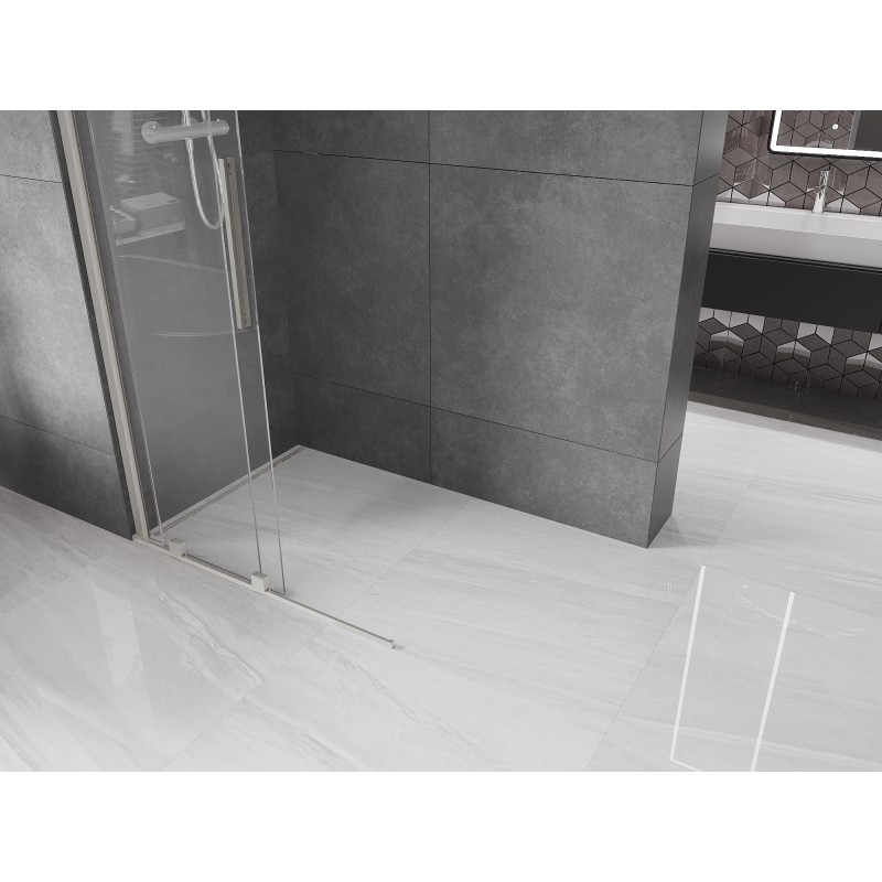 Mexen Velar ścianka prysznicowa rozsuwana Walk-in 85 x 200 cm, transparent 8 mm, nikiel szczotkowany - 871-085-000-03-97