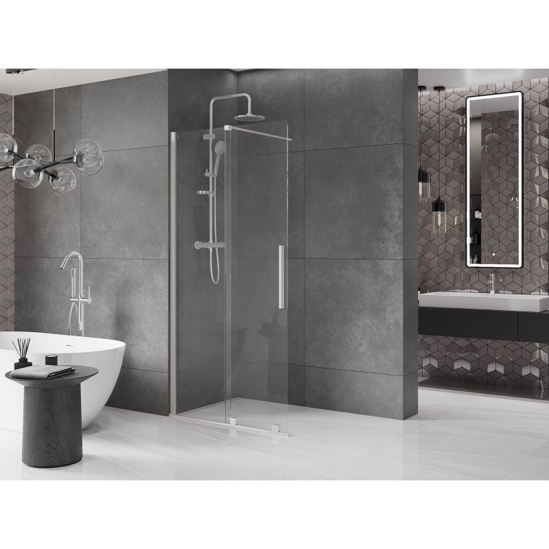 Mexen Velar ścianka prysznicowa rozsuwana Walk-in 75 x 200 cm, transparent 8 mm, nikiel szczotkowany - 871-075-000-03-97