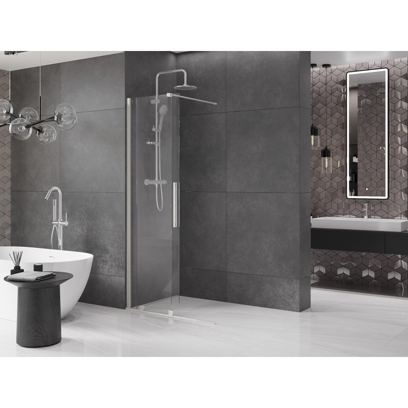 Mexen Velar ścianka prysznicowa rozsuwana Walk-in 110 x 200 cm, transparent 8 mm, nikiel szczotkowany - 871-110-000-03-97