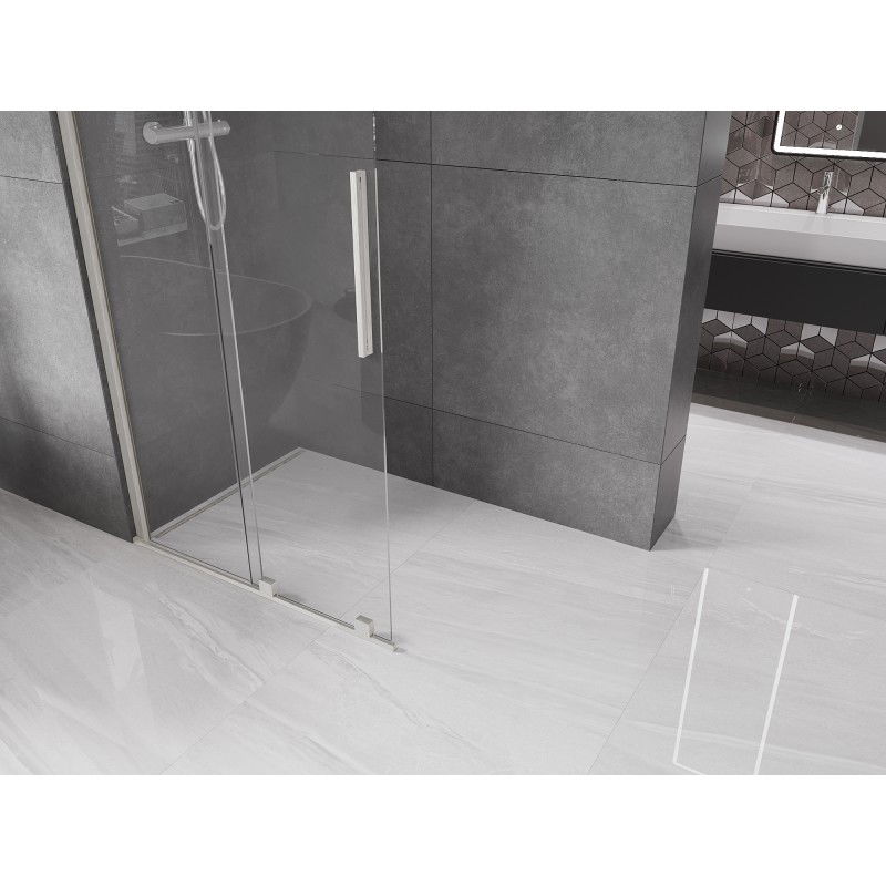 Mexen Velar Schiebeduschelement Walk-in 110 x 200 cm, transparent 8 mm, gebürsteter Nickel - 871-110-000-03-97