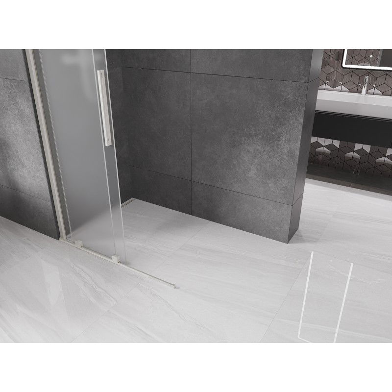 Mexen Velar liukuva suihkuseinä Walk-in 120 x 200 cm, huurrettu 8 mm, harjattu nikkeli - 871-120-000-33-97