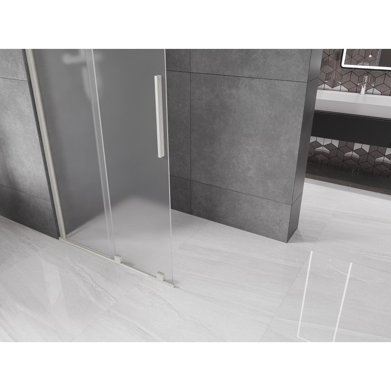 Mexen Velar Walk-in Duschwand, schief 100 x 200 cm, Mattglas 8 mm, gebürsteter Nickel - 871-100-000-33-97