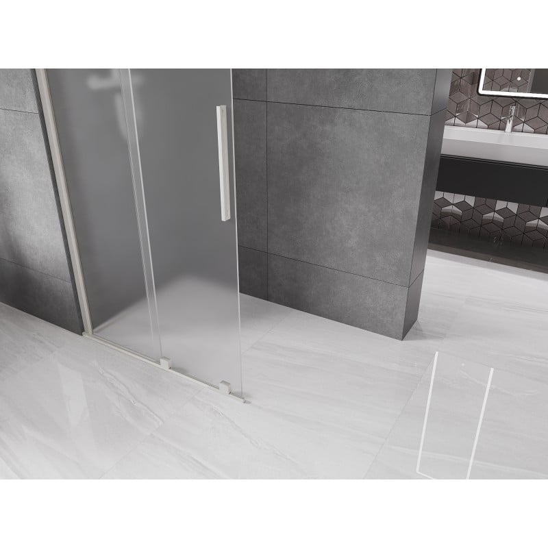 Mexen Velar ścianka prysznicowa rozsuwana Walk-in 110 x 200 cm, szron 8 mm, nikiel szczotkowany - 871-110-000-33-97