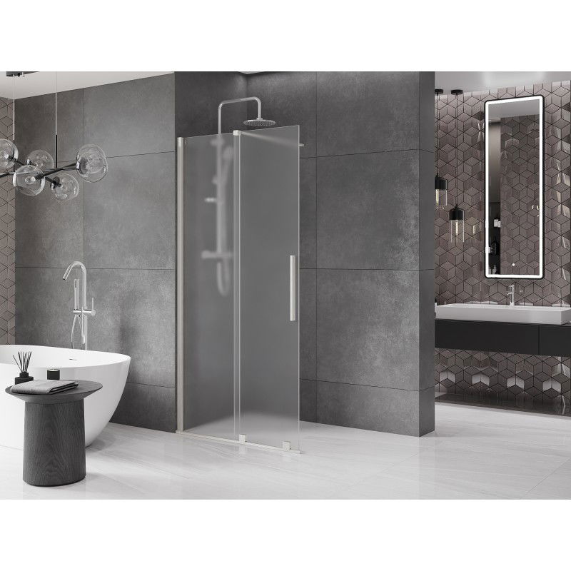 Mexen Velar panel de ducha deslizante Walk-in 100 x 200 cm, escarcha 8 mm, níquel cepillado - 871-100-000-33-97