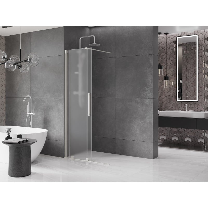 Mexen Velar parede de duche deslizante Walk-in 85 x 200 cm, fosco 8 mm, níquel escovado - 871-085-000-33-97